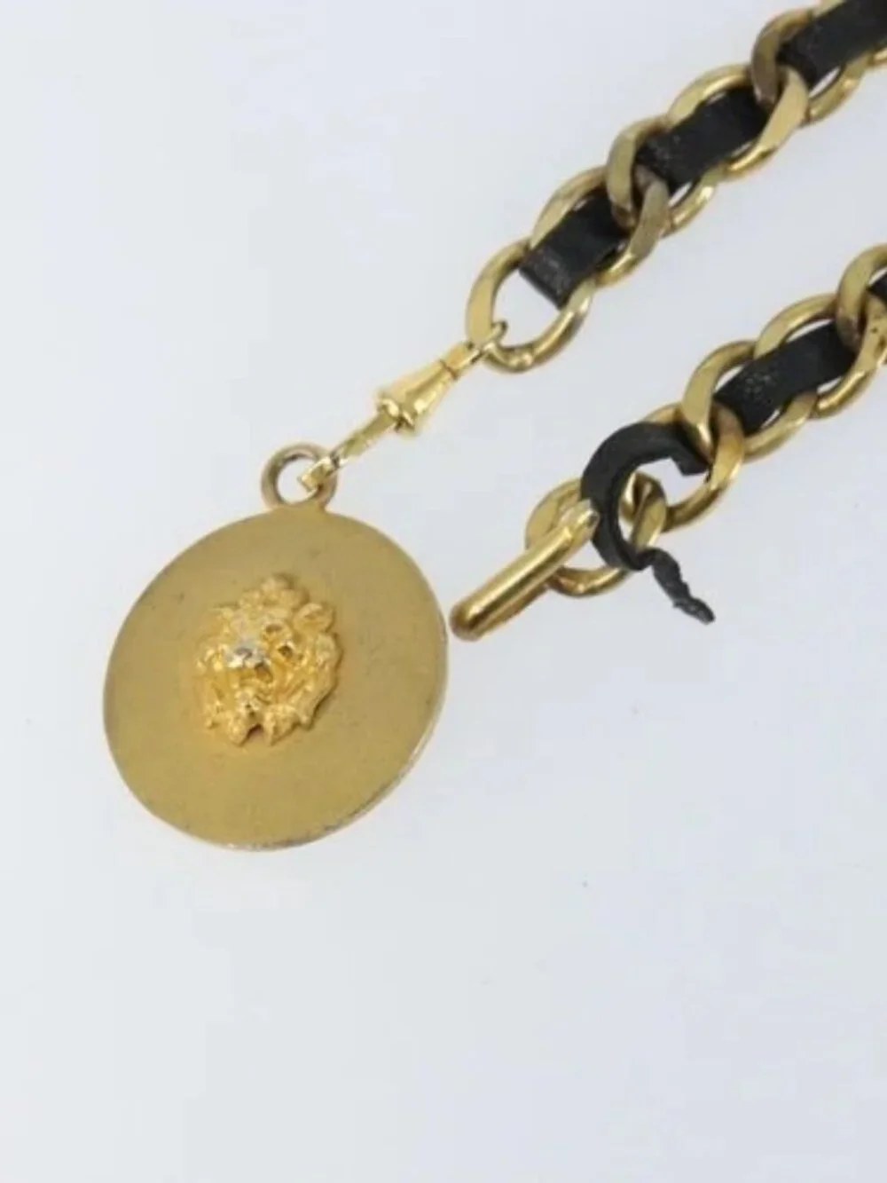 CHANEL Chain Belt metal Gold CC Auth bs32091
